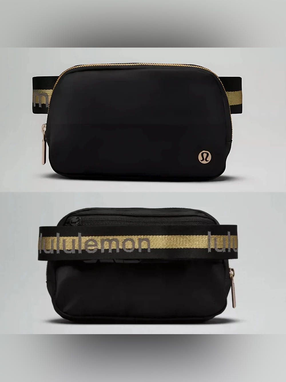 Lululemon Everywhere Beltbag- Black Belt Bag with Gold Accents